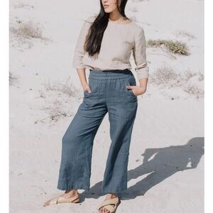 NotPERFECTLINEN WOMENS PUGLIA PANTS HEAVYWEIGHT TOAST SIZE LARGE